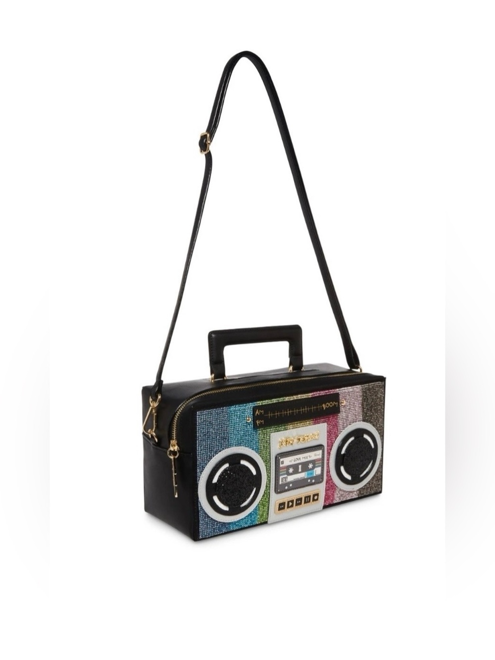 Betsey Johnson Radio/Boombox Crossbody Bag - Black with Rhinestones. RARE.